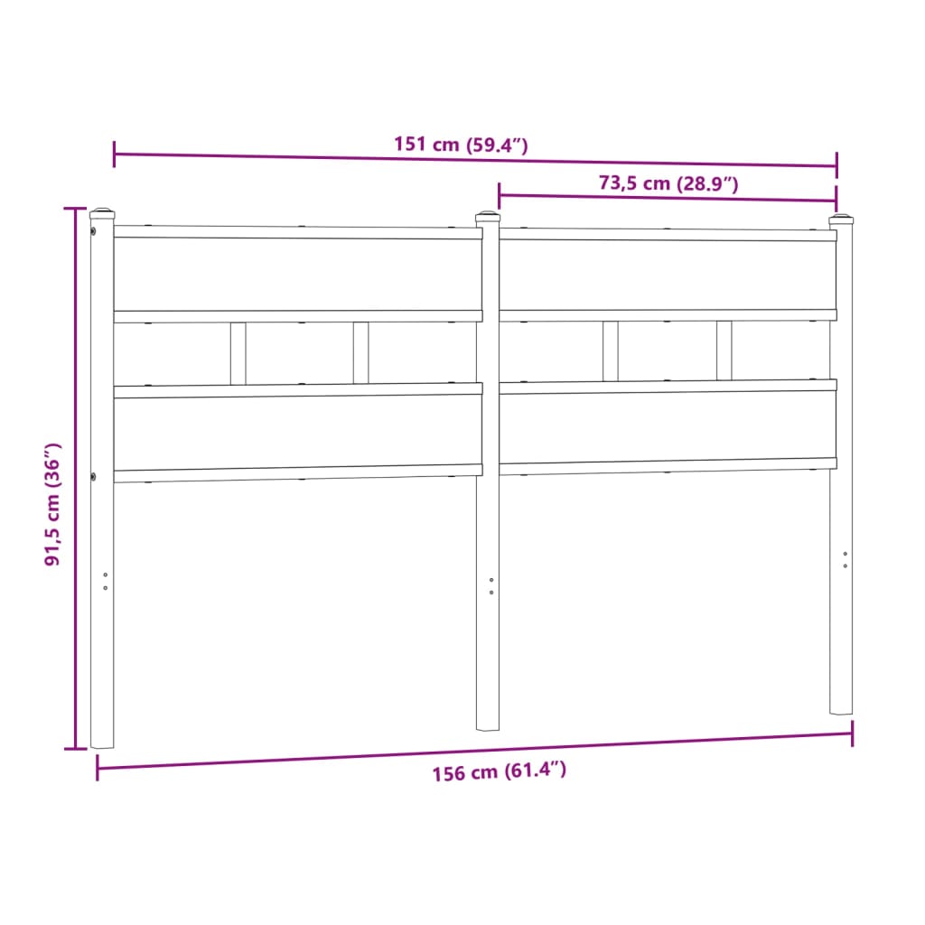 Cabeceira de cama 150cm derivados madeira/ferro carvalho sonoma