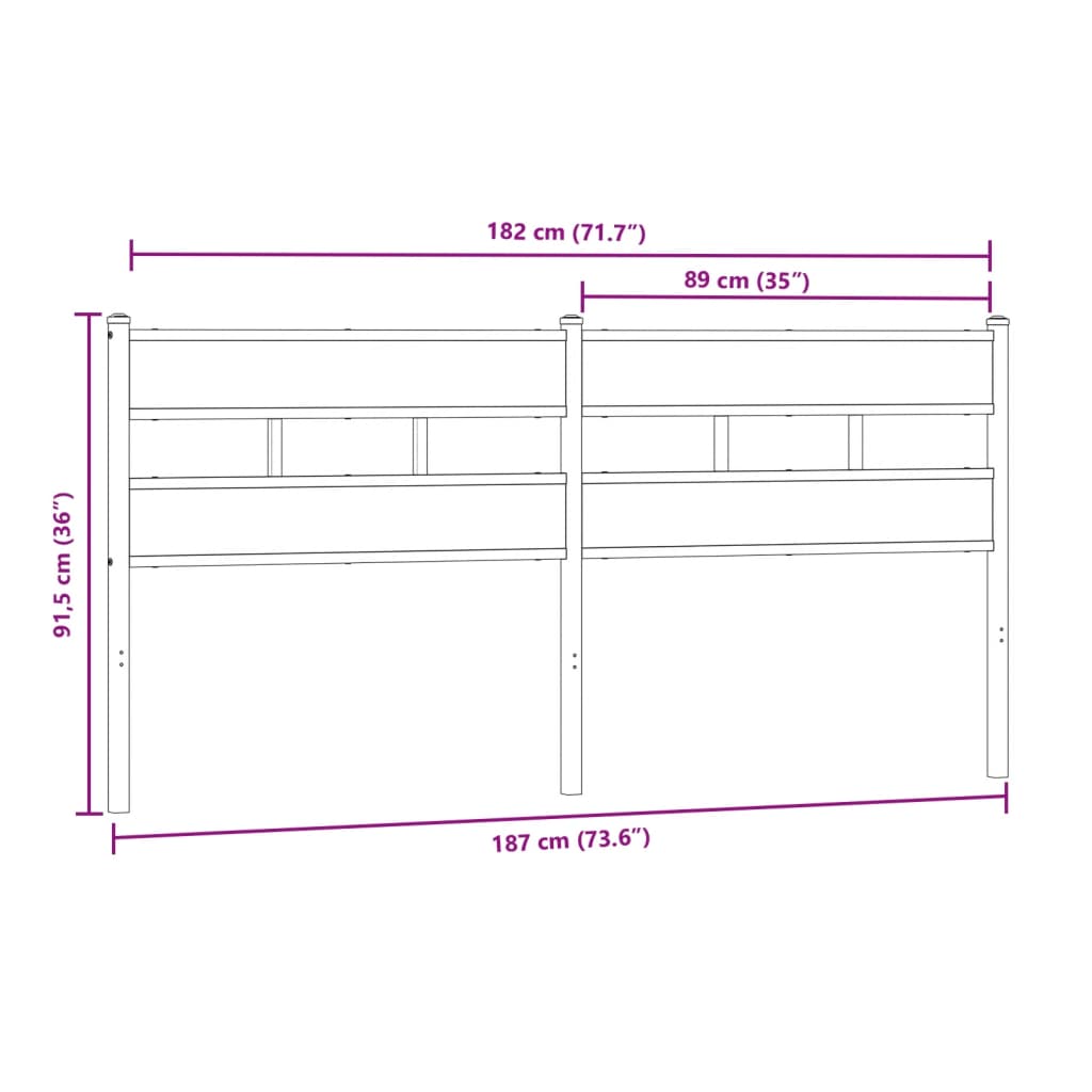 Cabeceira de cama 180cm derivados madeira/ferro carvalho sonoma