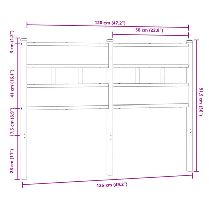 Cabeceira de cama 120cm derivados madeira/aço carvalho castanho