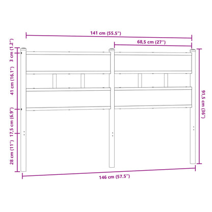 Cabeceira de cama 140cm derivados madeira/aço carvalho castanho