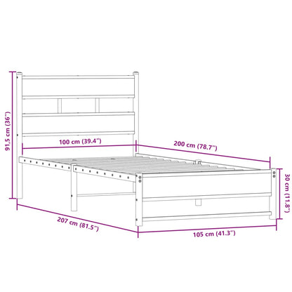 Estrutura de cama sem colchão 100x200 cm metal carvalho sonoma