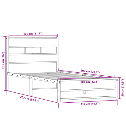 Estrutura de cama sem colchão 107x203 cm metal carvalho sonoma