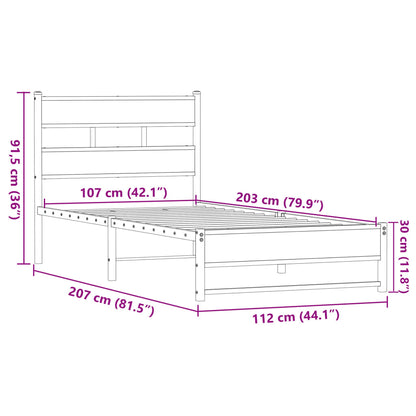 Estrutura de cama sem colchão 107x203cm metal carvalho castanho