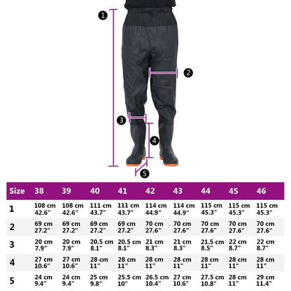 Calças com botas tamanho 45 preto