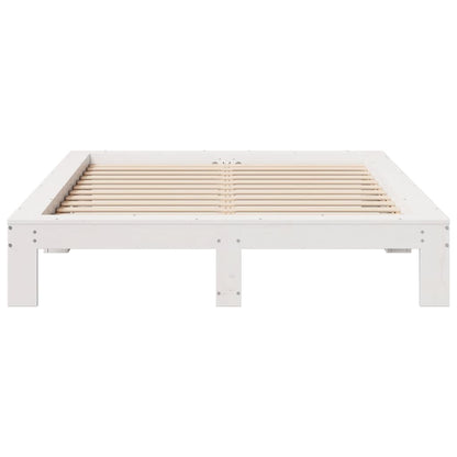 Cama sem colchão 140x200 cm madeira de pinho maciça branco