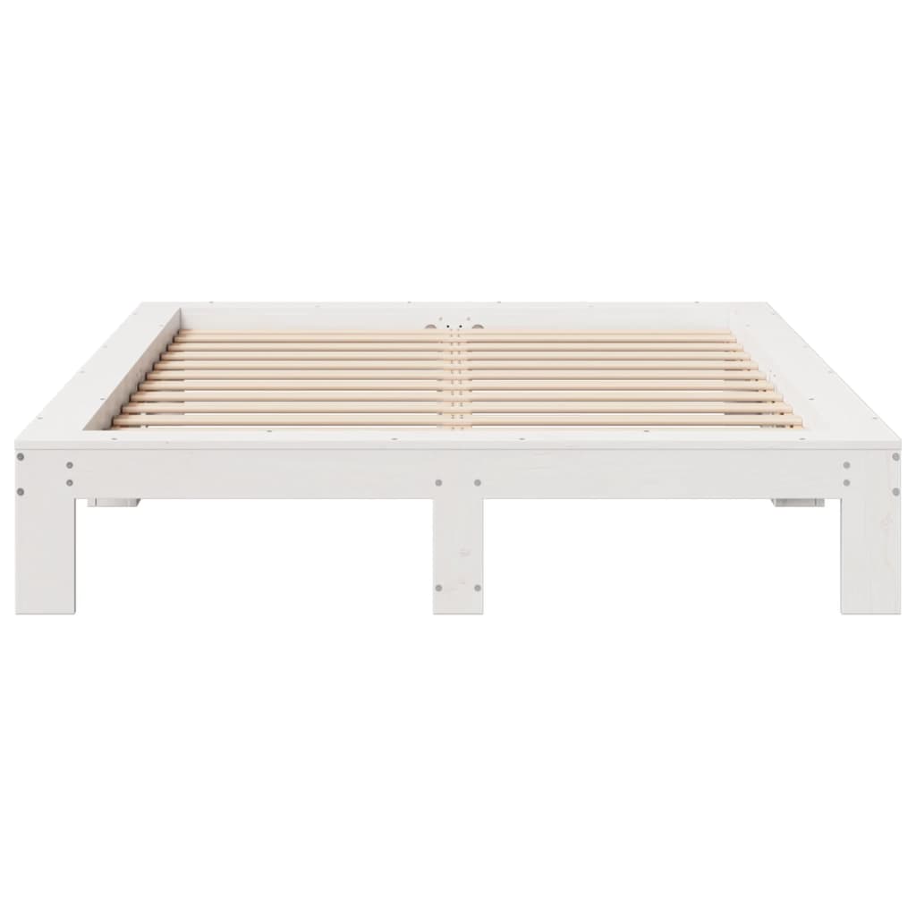 Cama sem colchão 140x190 cm madeira de pinho maciça branco