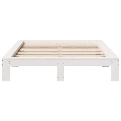 Cama sem colchão 140x190 cm madeira de pinho maciça branco