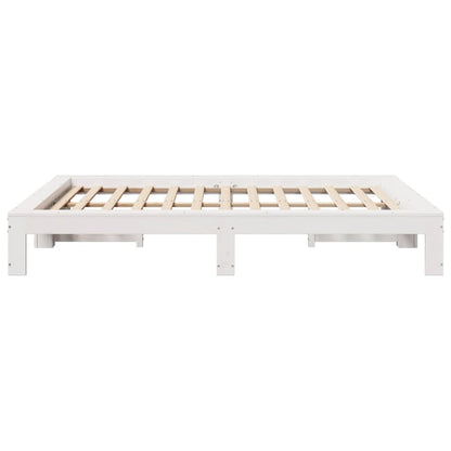 Cama sem colchão 140x190 cm madeira de pinho maciça branco