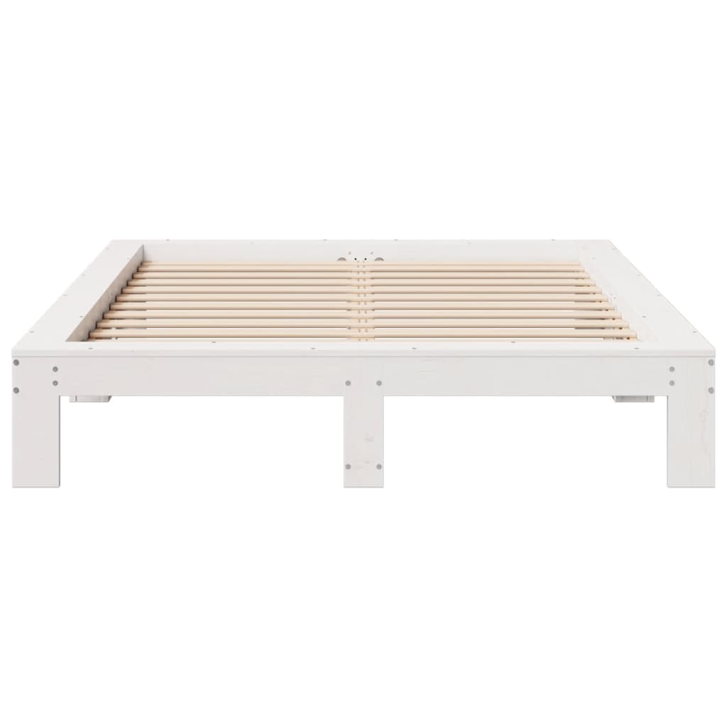 Cama sem colchão 135x190 cm madeira de pinho maciça branco