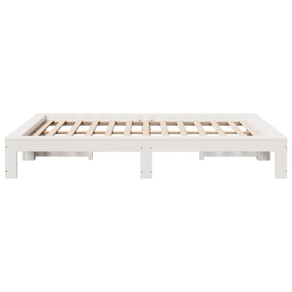 Cama sem colchão 135x190 cm madeira de pinho maciça branco