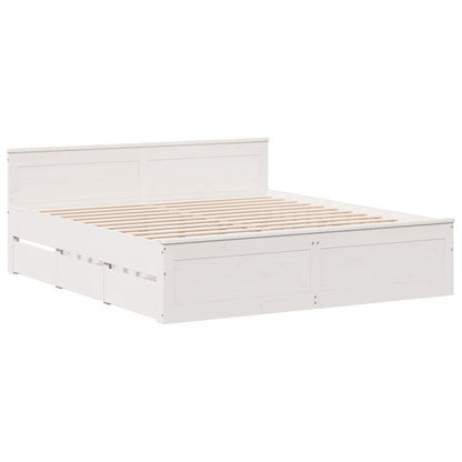 Cama sem colchão com cabeceira 180x200 cm pinho maciça branco