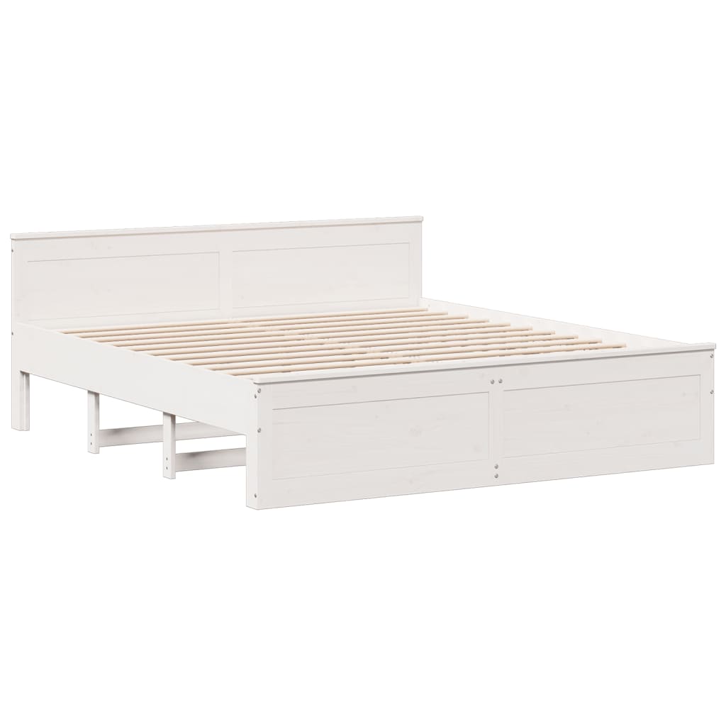 Cama sem colchão com cabeceira 180x200 cm pinho maciça branco