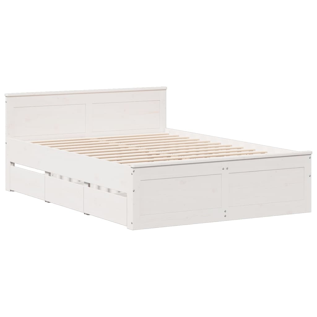 Cama sem colchão com cabeceira 150x200 cm pinho maciço branco