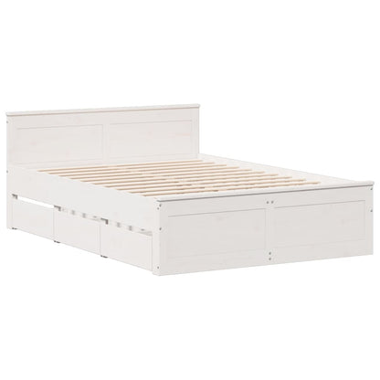 Cama sem colchão com cabeceira 150x200 cm pinho maciço branco