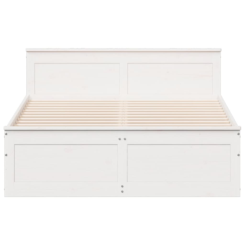 Cama sem colchão com cabeceira 150x200 cm pinho maciço branco