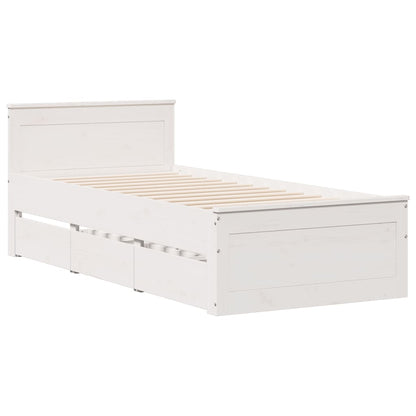 Cama sem colchão com cabeceira 100x200 cm pinho maciço branco