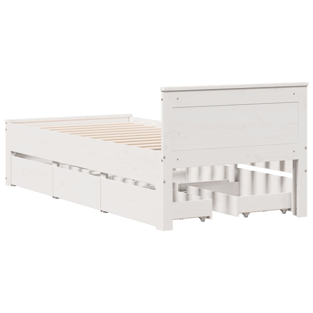 Cama sem colchão com cabeceira 100x200 cm pinho maciço branco