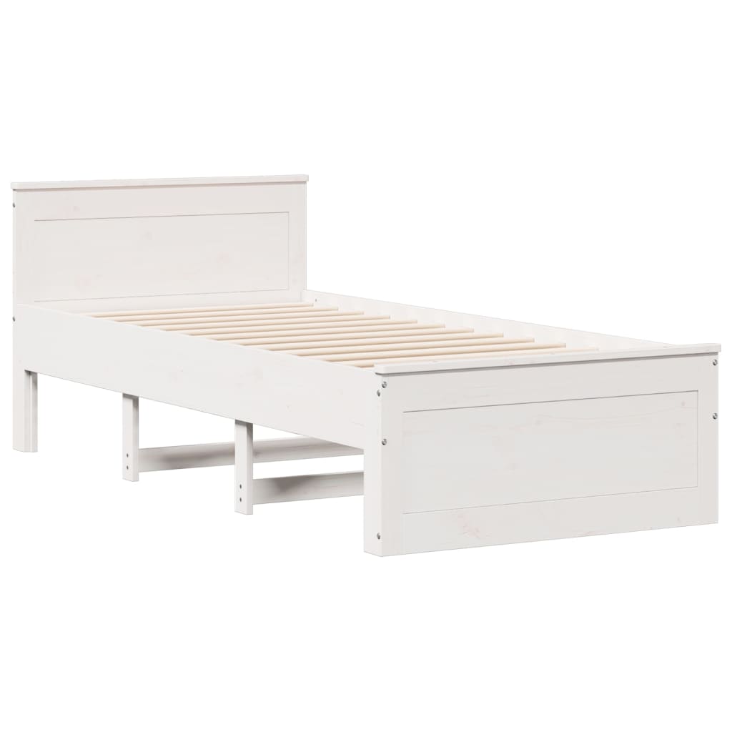 Cama sem colchão com cabeceira 100x200 cm pinho maciço branco