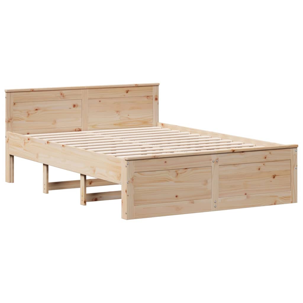 Cama sem colchão com cabeceira 140x190 cm pinho maciço