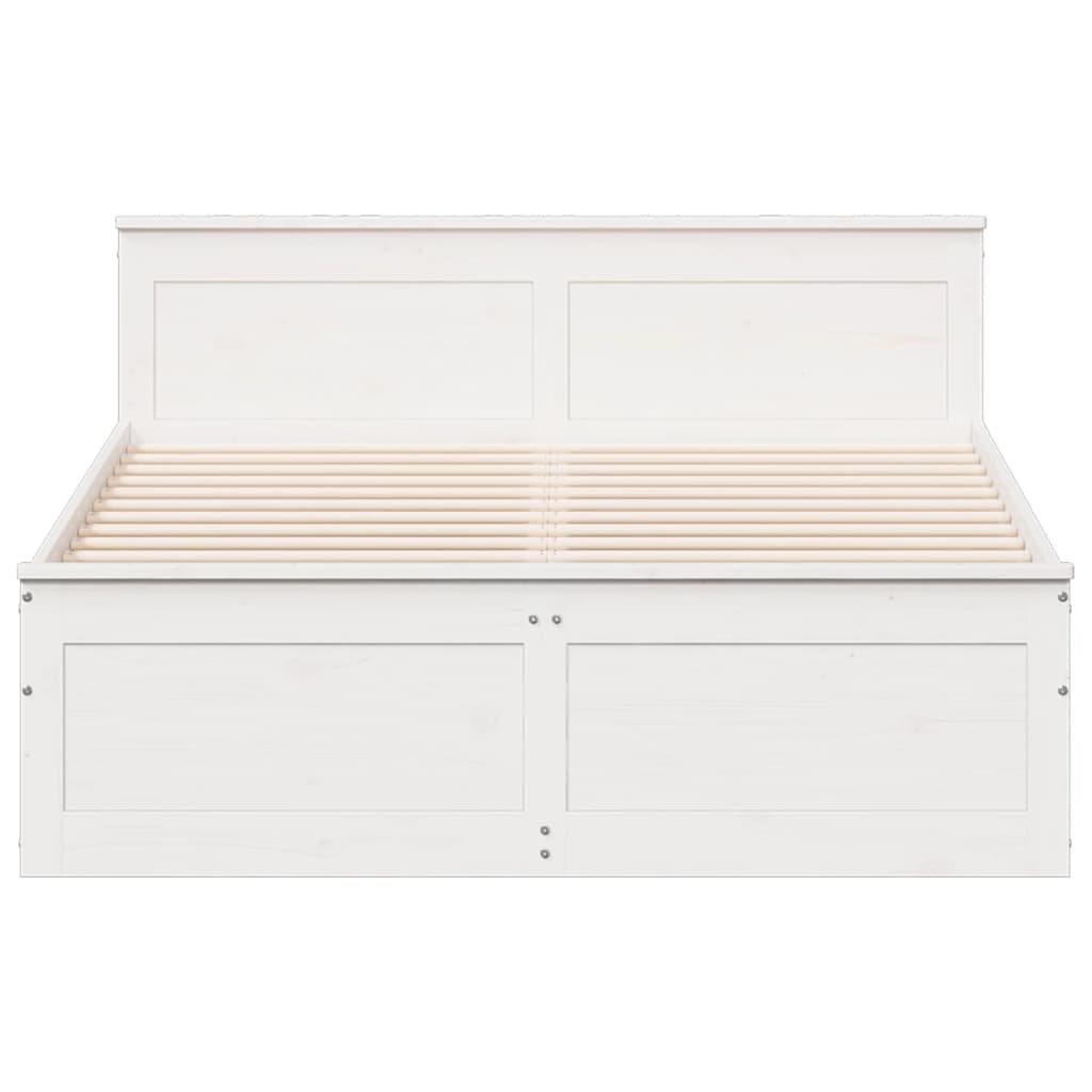 Cama sem colchão com cabeceira 140x190 cm pinho maciço branco