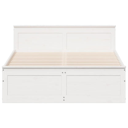 Cama sem colchão com cabeceira 140x190 cm pinho maciço branco