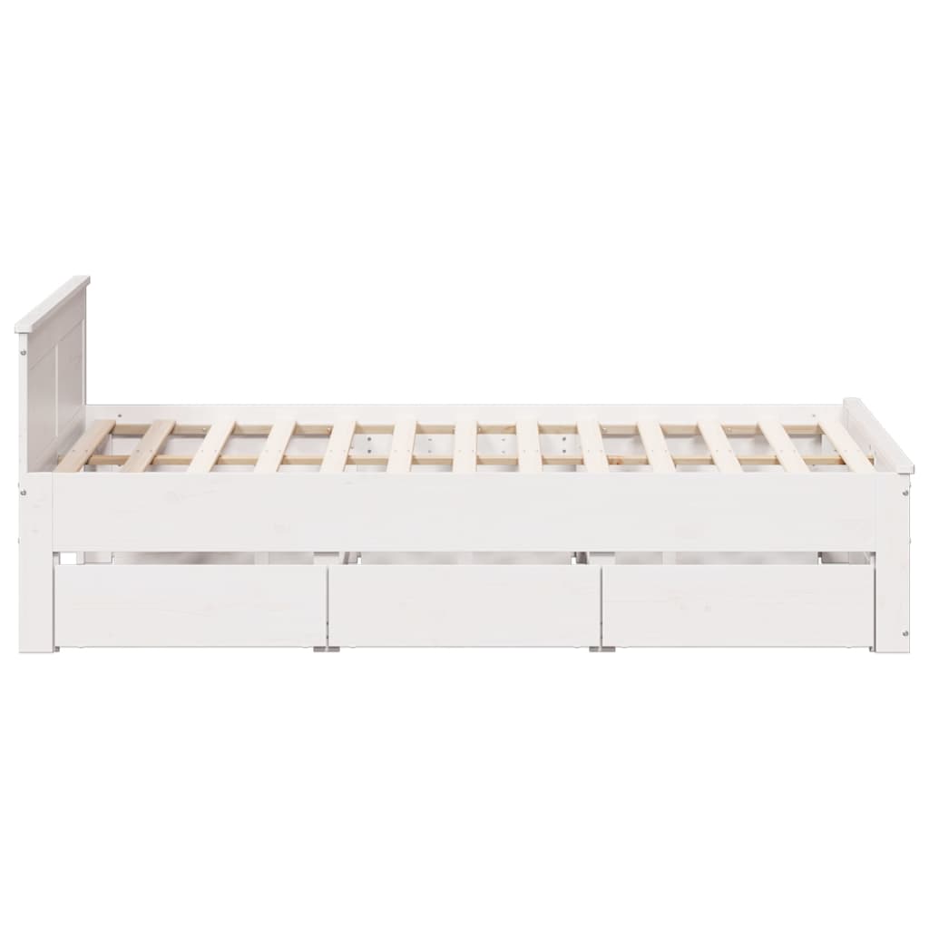 Cama sem colchão com cabeceira 140x190 cm pinho maciço branco