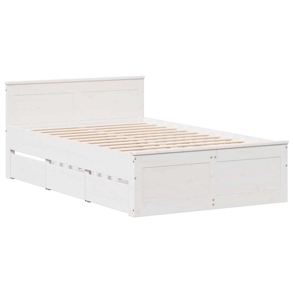 Cama sem colchão com cabeceira 135x190 cm pinho maciço branco