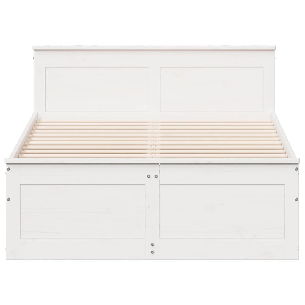 Cama sem colchão com cabeceira 135x190 cm pinho maciço branco