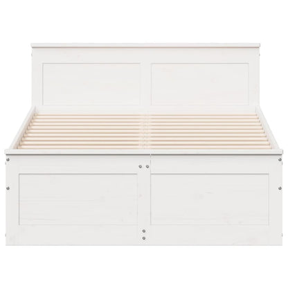 Cama sem colchão com cabeceira 135x190 cm pinho maciço branco