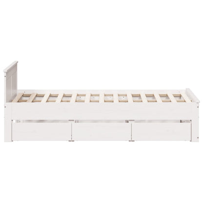 Cama sem colchão com cabeceira 135x190 cm pinho maciço branco