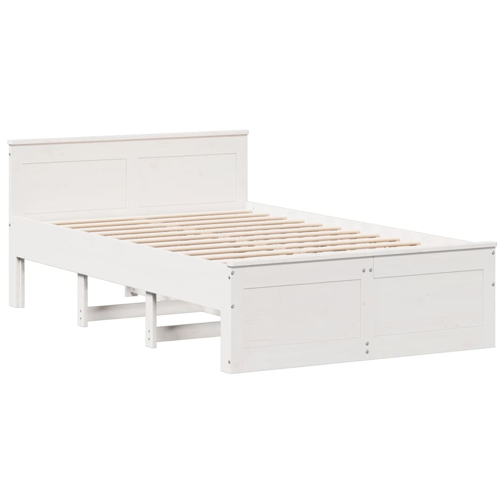 Cama sem colchão com cabeceira 135x190 cm pinho maciço branco