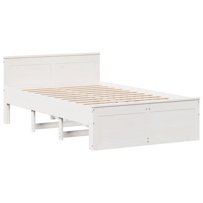 Cama sem colchão com cabeceira 135x190 cm pinho maciço branco