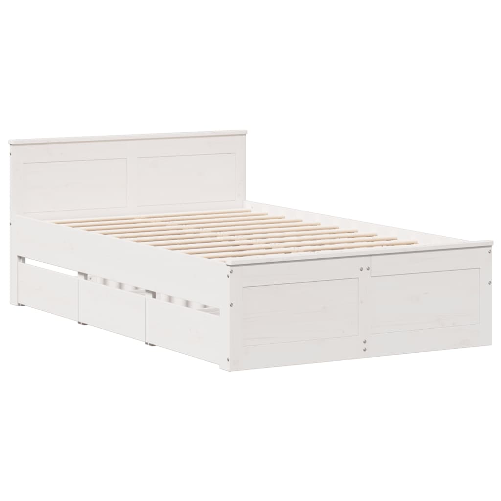 Cama sem colchão com cabeceira 120x190 cm pinho maciço branco