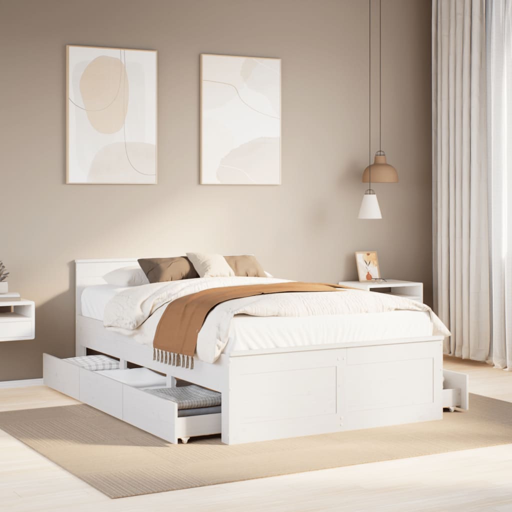 Cama sem colchão com cabeceira 120x190 cm pinho maciço branco