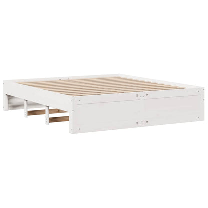 Cama sem colchão com gavetas 200x200 cm pinho maciço branco