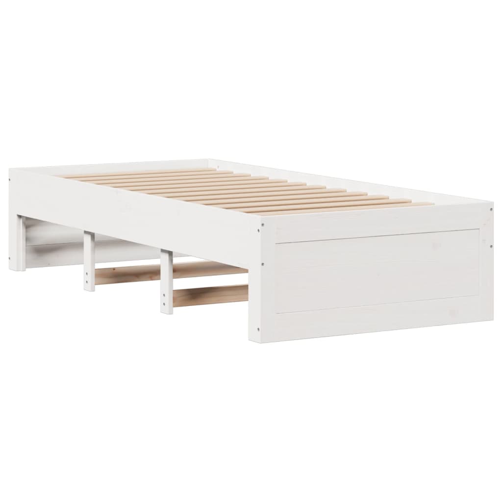 Cama sem colchão com gavetas 100x200 cm pinho maciço branco