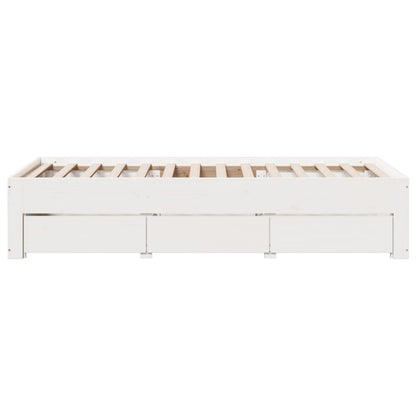 Cama sem colchão com gavetas 90x200 cm pinho maciço branco