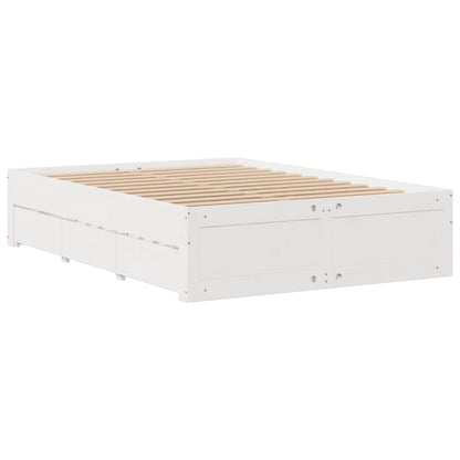 Cama sem colchão com gavetas 140x190 cm pinho maciço branco