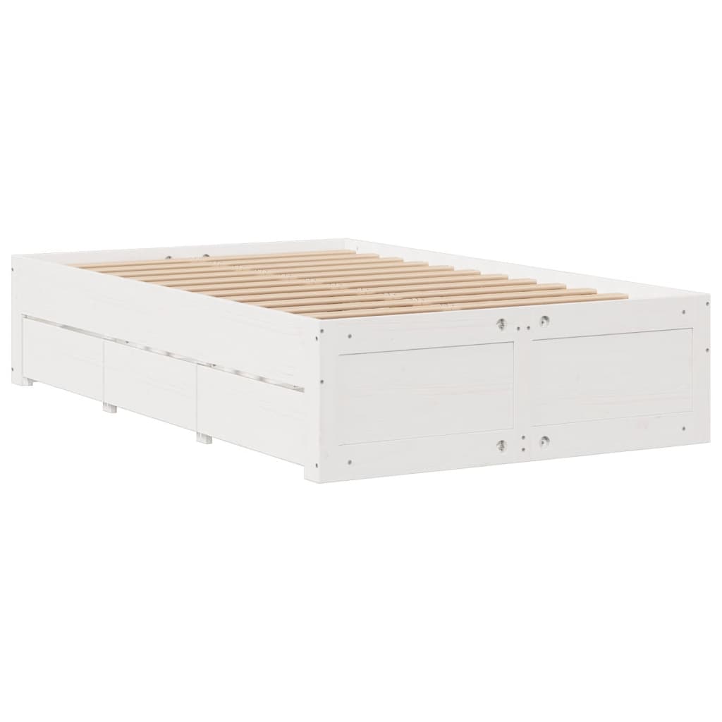 Cama sem colchão com gavetas 120x190 cm pinho maciço branco