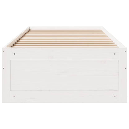 Cama sem colchão com gavetas 90x190 cm pinho maciço branco