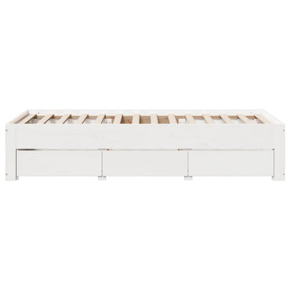 Cama sem colchão com gavetas 90x190 cm pinho maciço branco