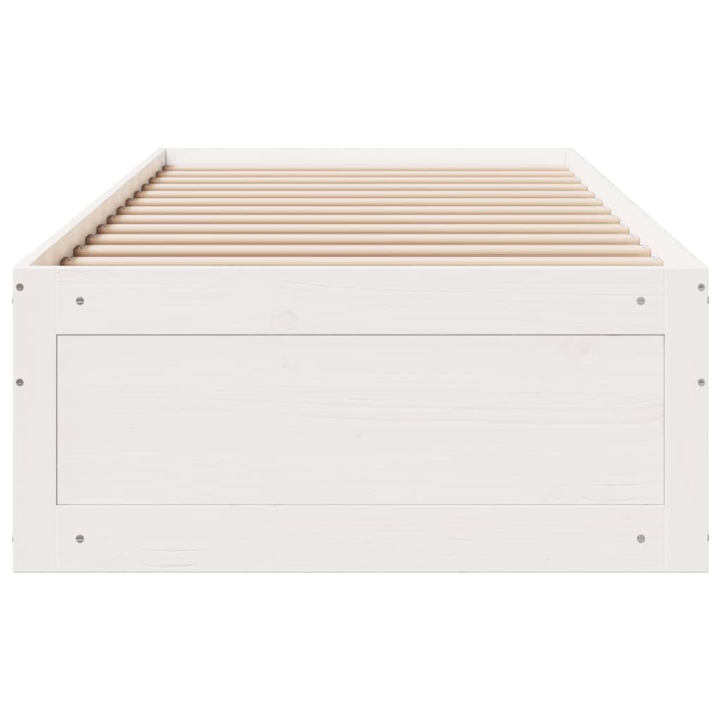 Cama sem colchão com gavetas 75x190 cm pinho maciço branco