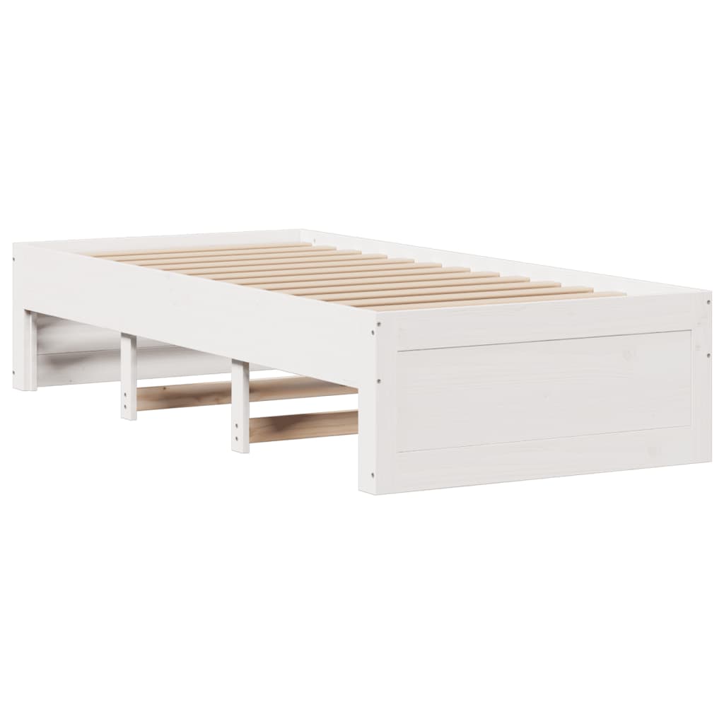 Cama sem colchão com gavetas 75x190 cm pinho maciço branco