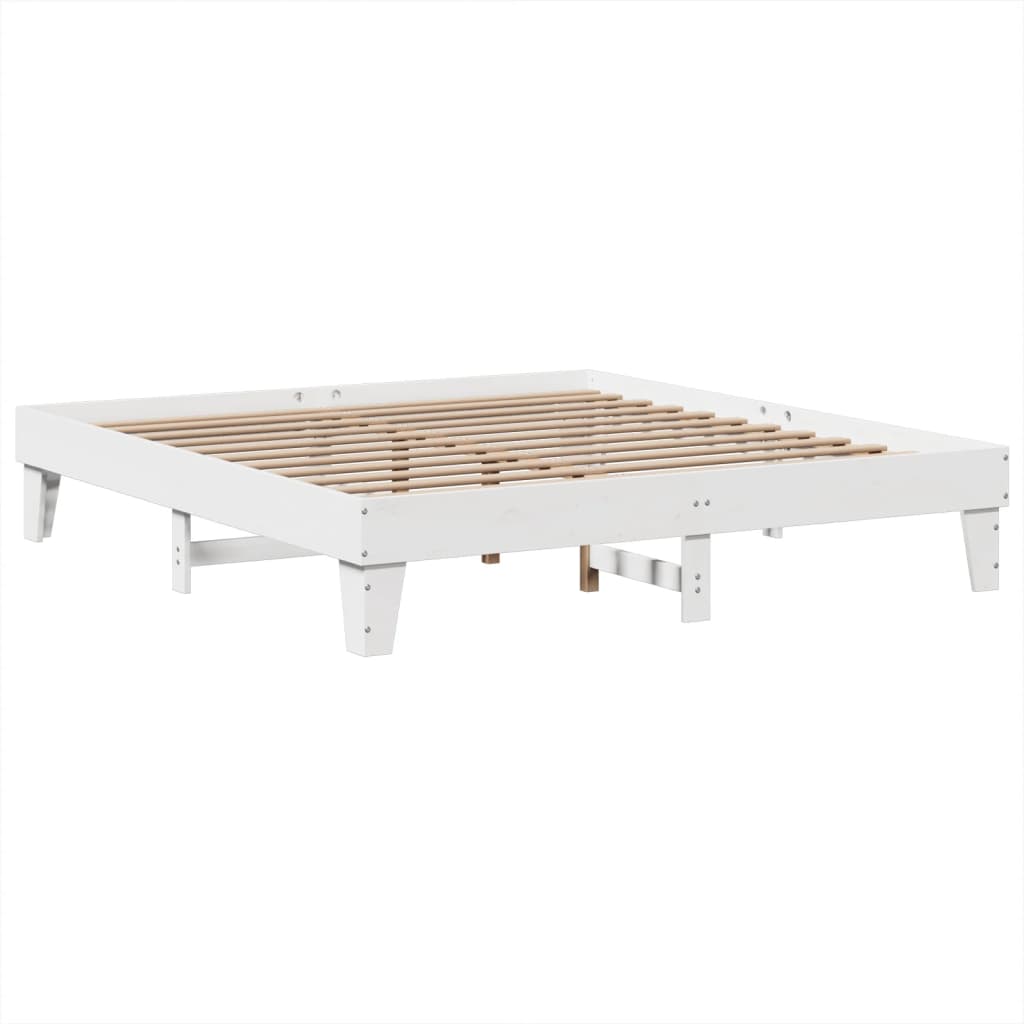 Cama sem colchão 180x200 cm madeira de pinho maciça branco