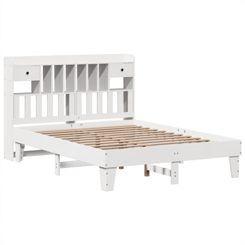 Cama sem colchão 140x190 cm madeira de pinho maciça branco