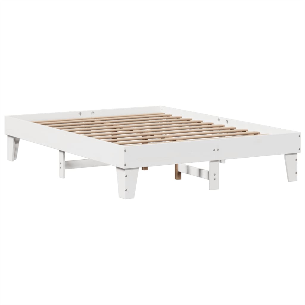 Cama sem colchão 140x190 cm madeira de pinho maciça branco