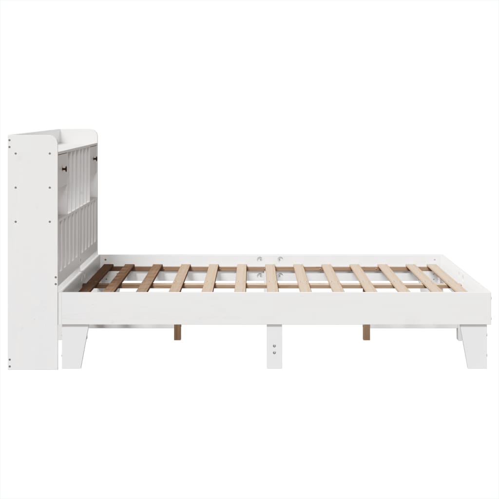 Cama sem colchão 140x190 cm madeira de pinho maciça branco