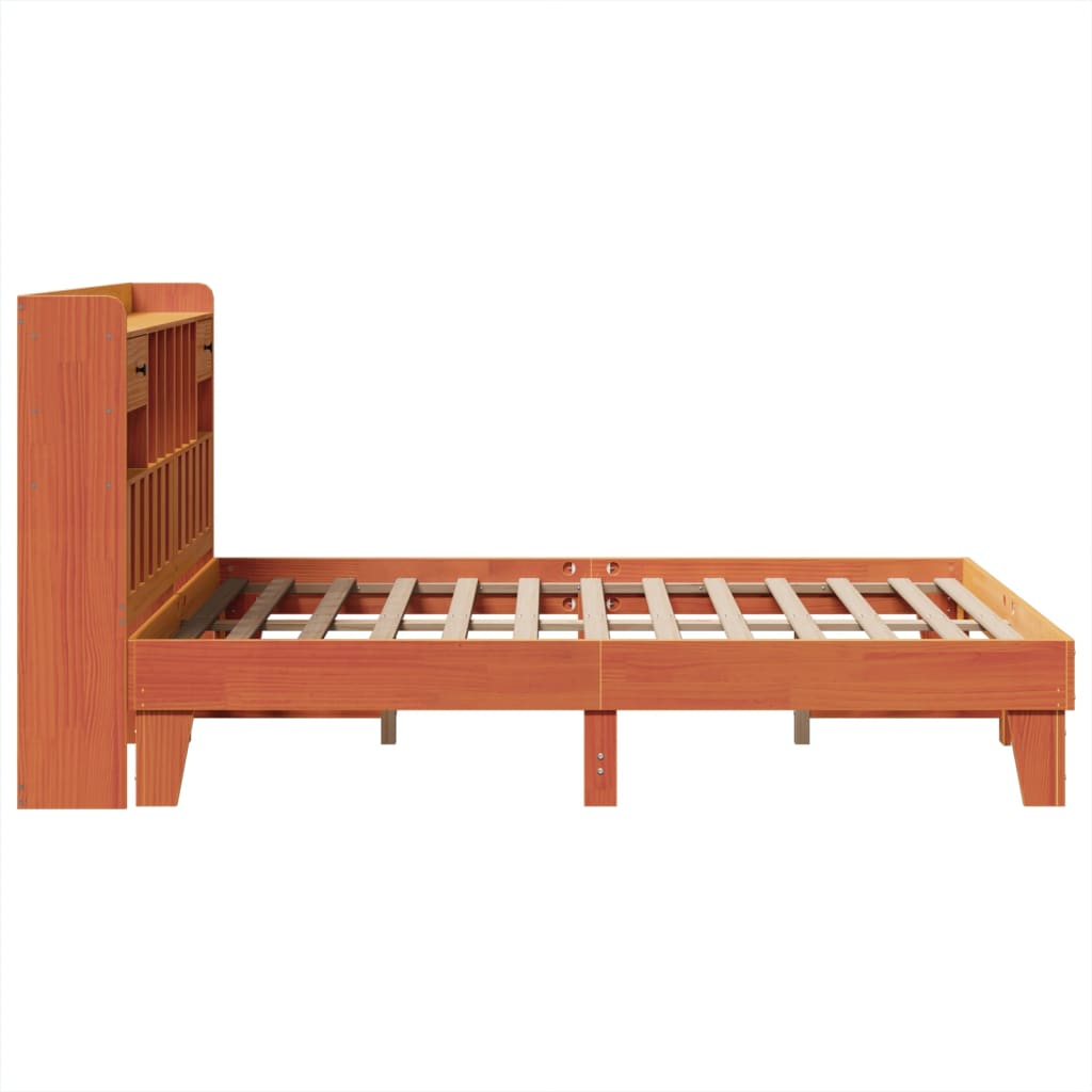 Cama sem colchão 140x190 cm pinho maciço castanho-mel