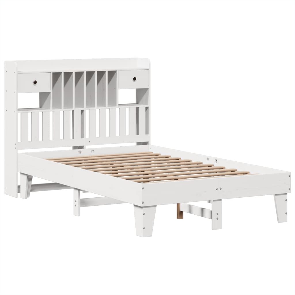 Cama sem colchão 135x190 cm madeira de pinho maciça branco