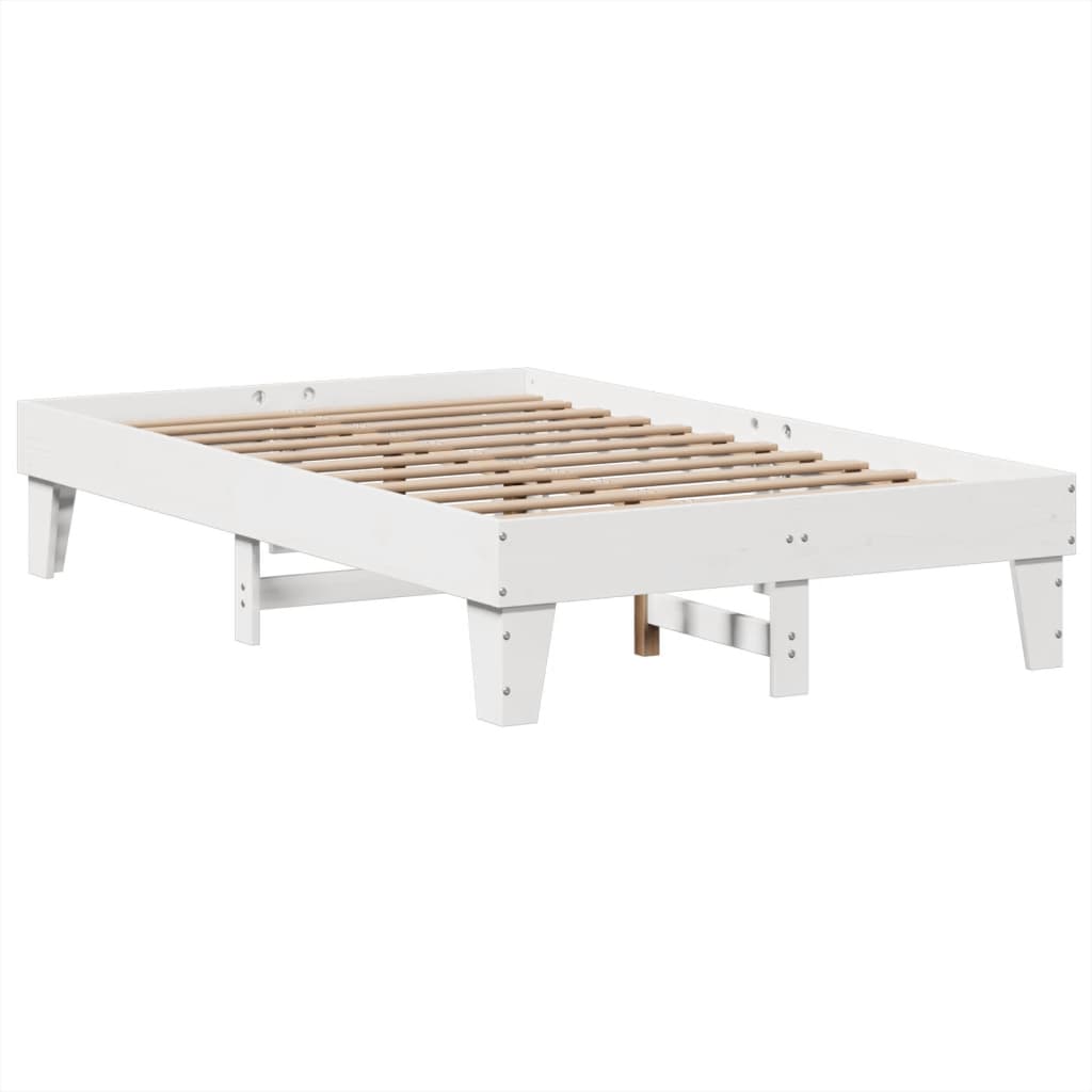 Cama sem colchão 135x190 cm madeira de pinho maciça branco